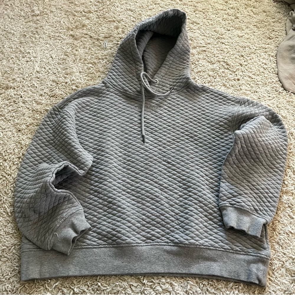 Zyia Active Grey Quilited Hoodie Womens Size XL